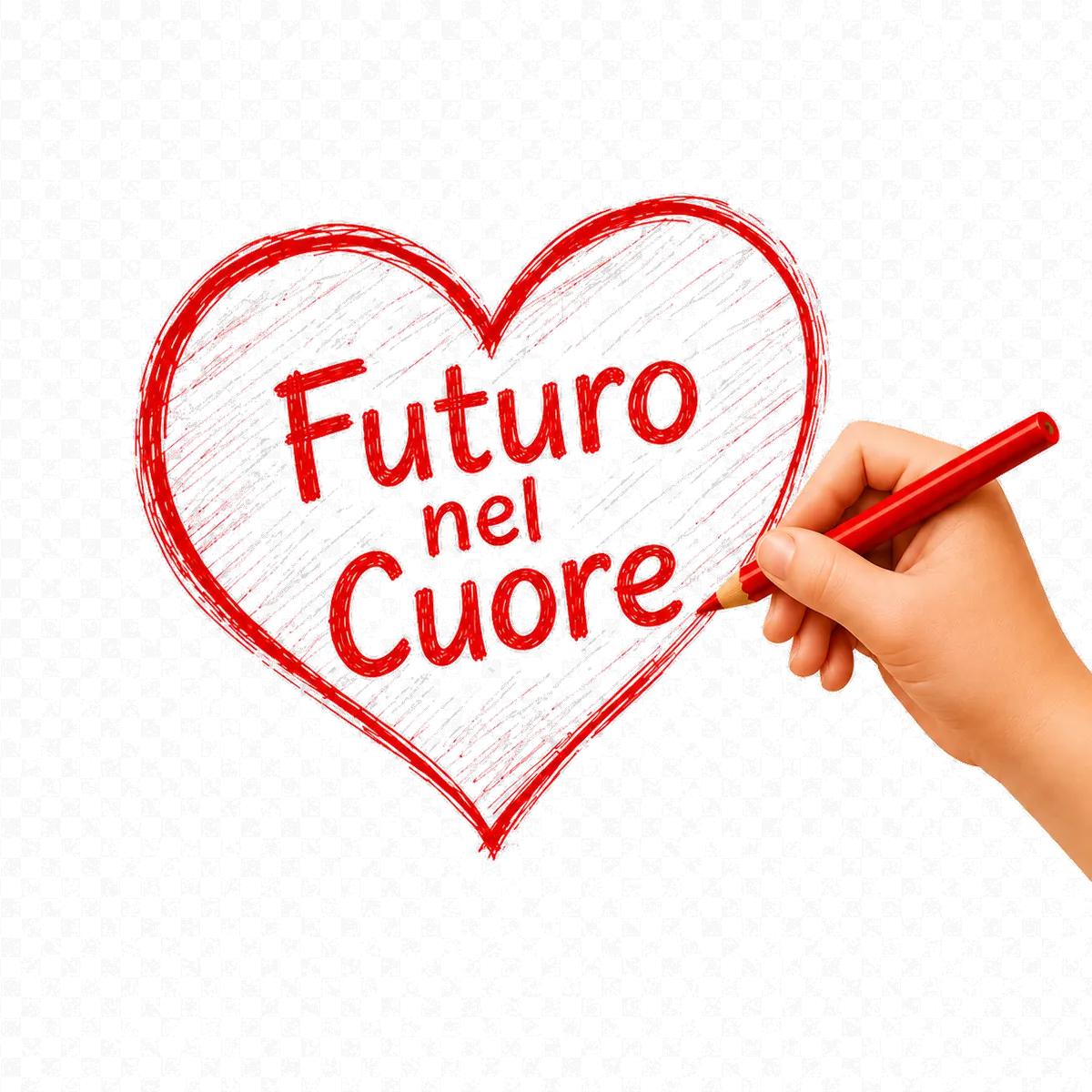 Logo Futuro nel Cuore, cuore disegnato a matita da una mano di bambino